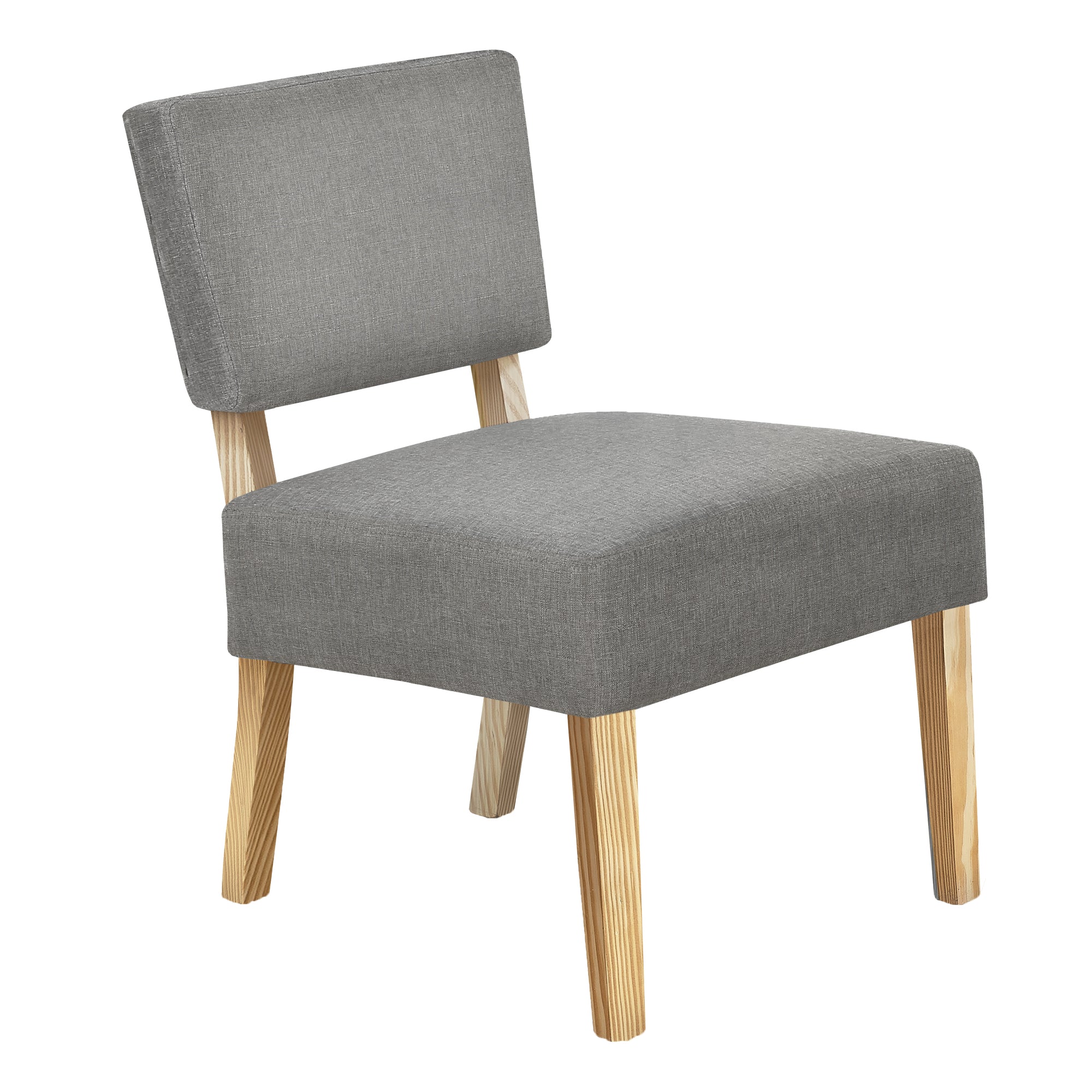 Accent Chair - Light Grey Fabric / Natural Wood Legs