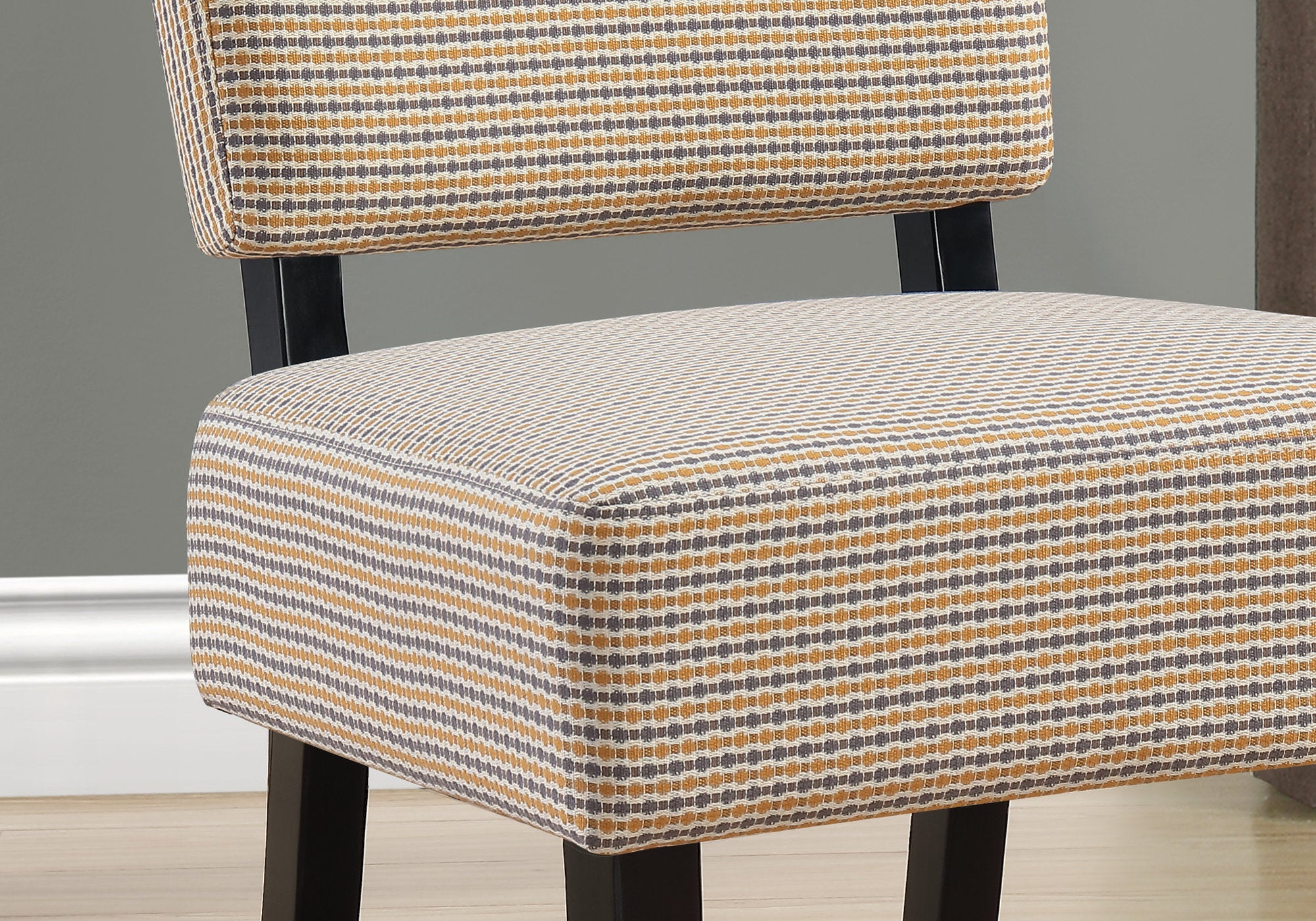Accent Chair - Gold / Grey Abstract Dot Fabric