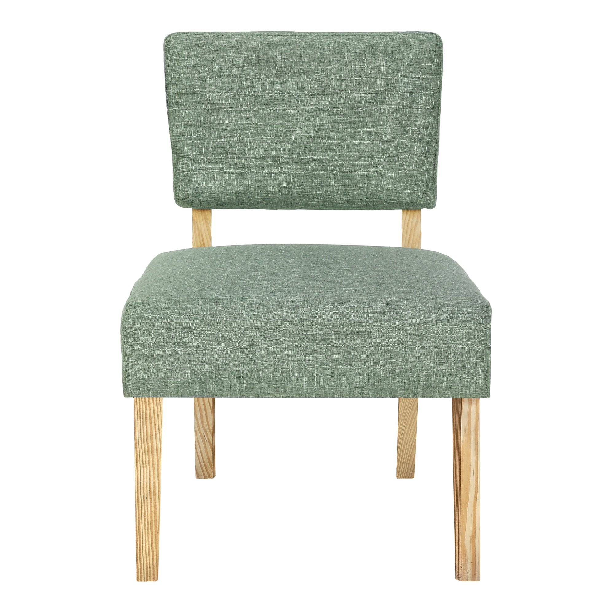 Accent Chair - Light Green Fabric / Natural Wood Legs