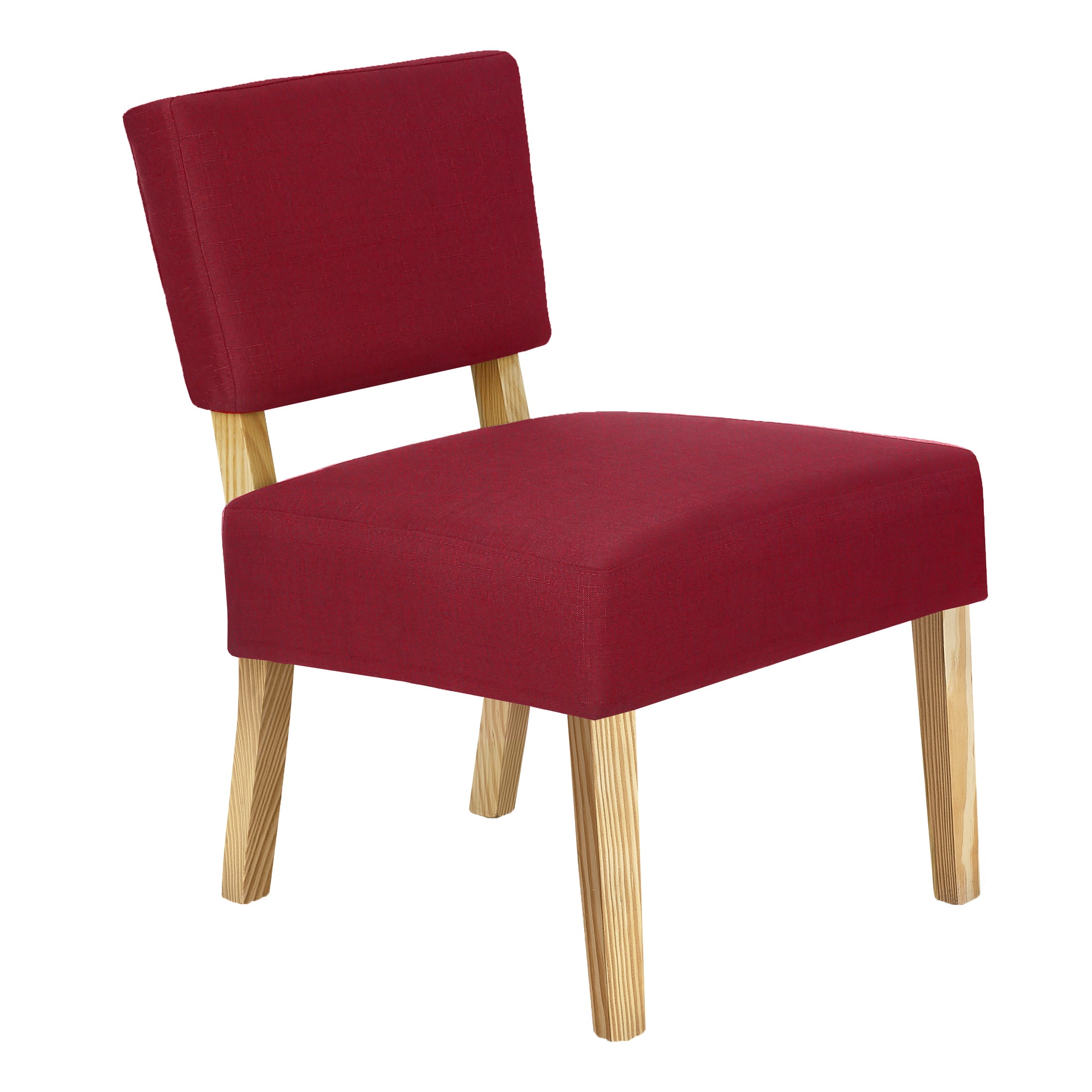 Accent Chair - Red Fabric / Natural Wood Legs