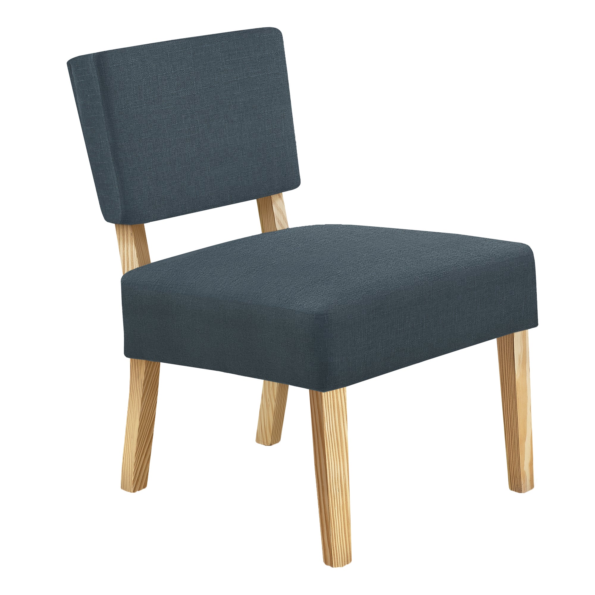 Accent Chair - Blue Fabric / Natural Wood Legs