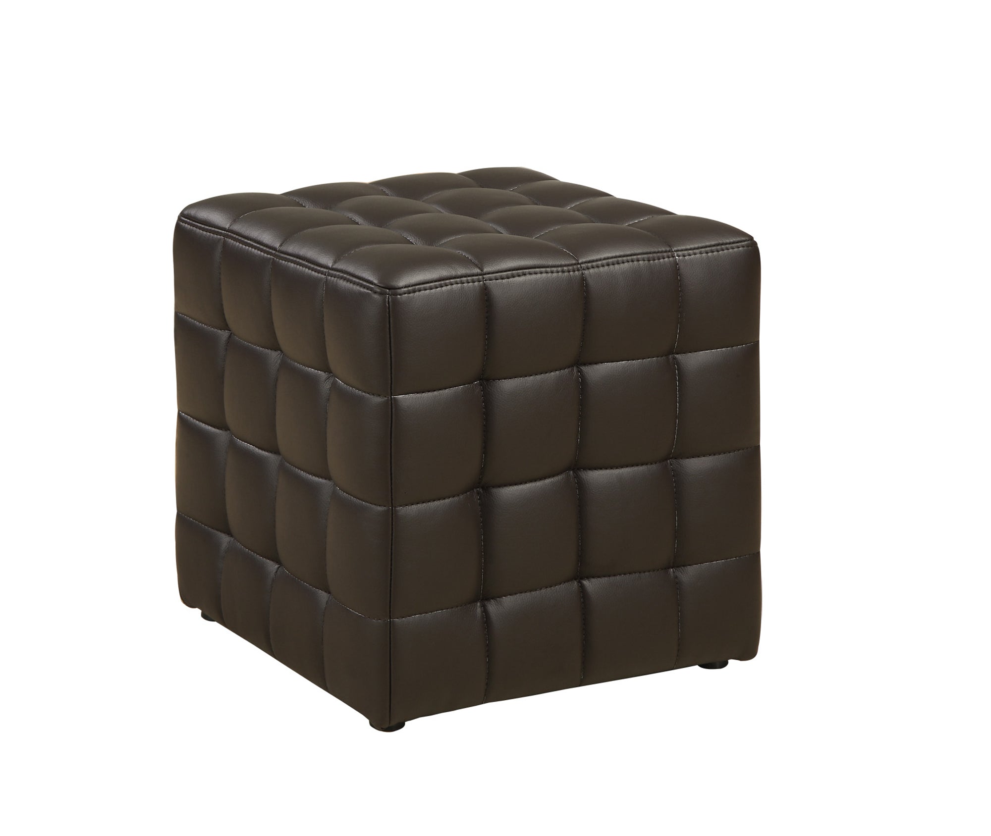 Ottoman - Dark Brown Leather-Look Fabric