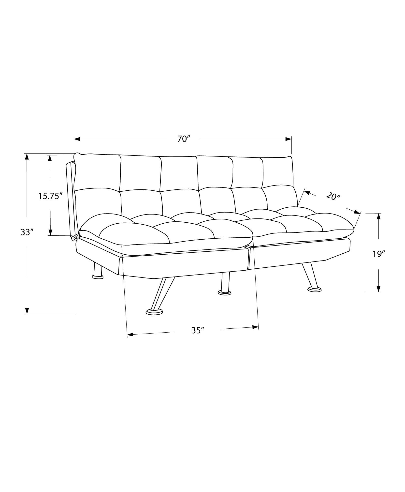 Futon - Split Back Convertible Sofa / Grey Fabric