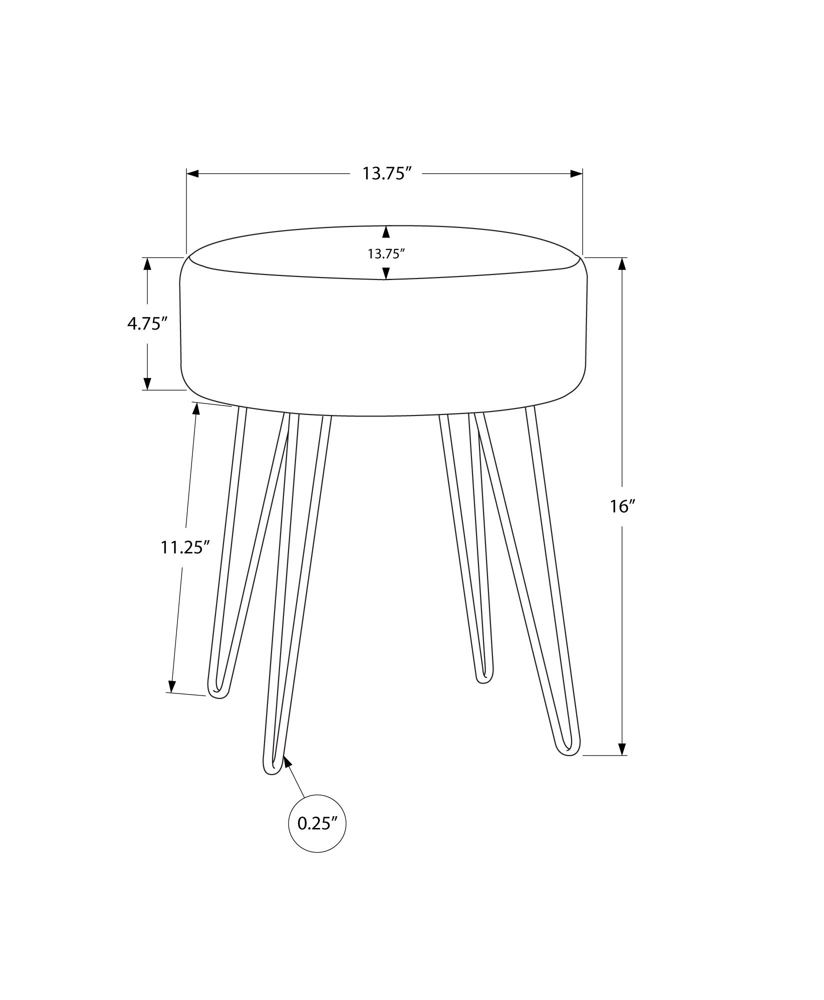 Ottoman - Beige Fabric / Gold Metal Legs