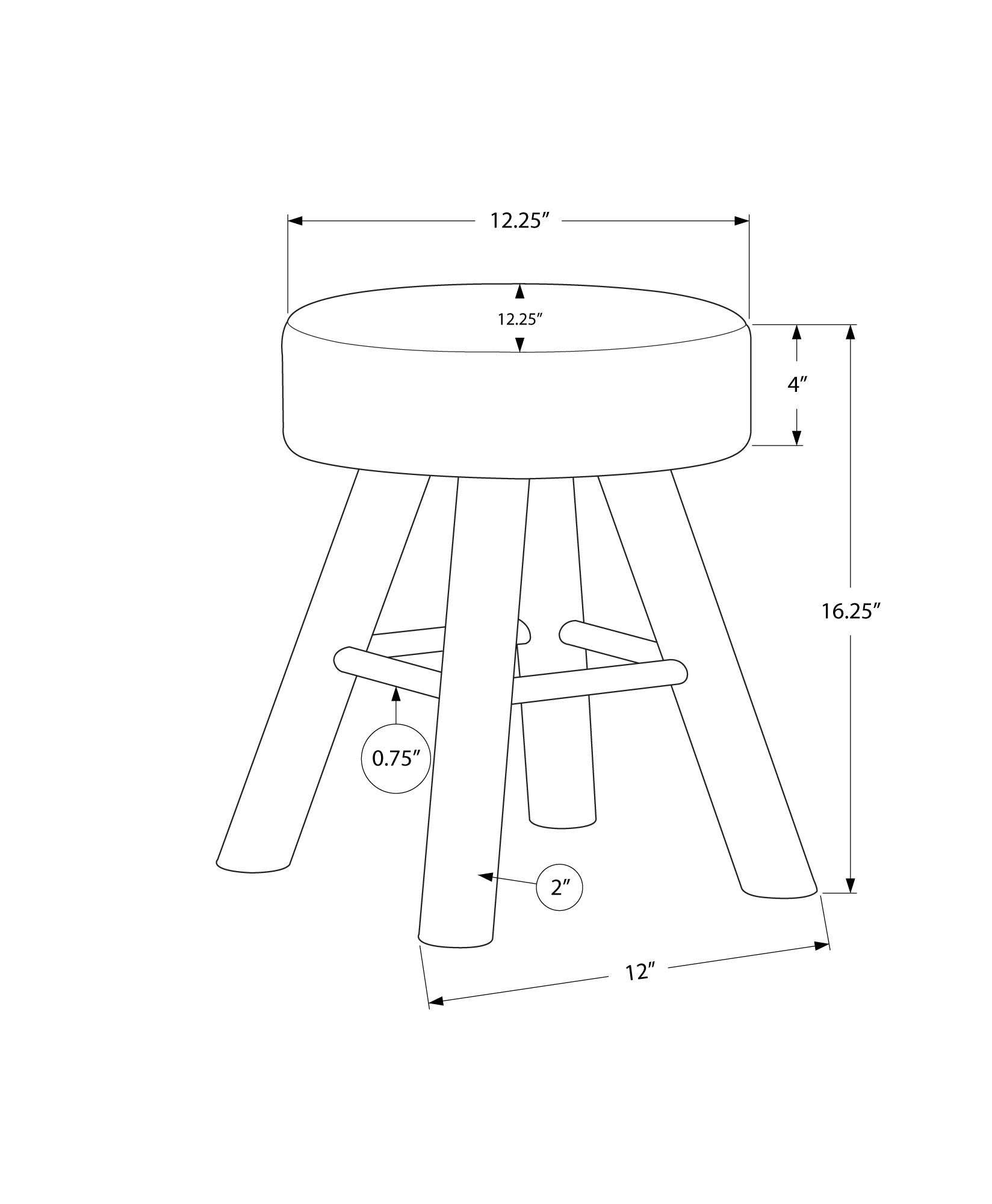 Ottoman - Blue Velvet / Natural Wood Legs