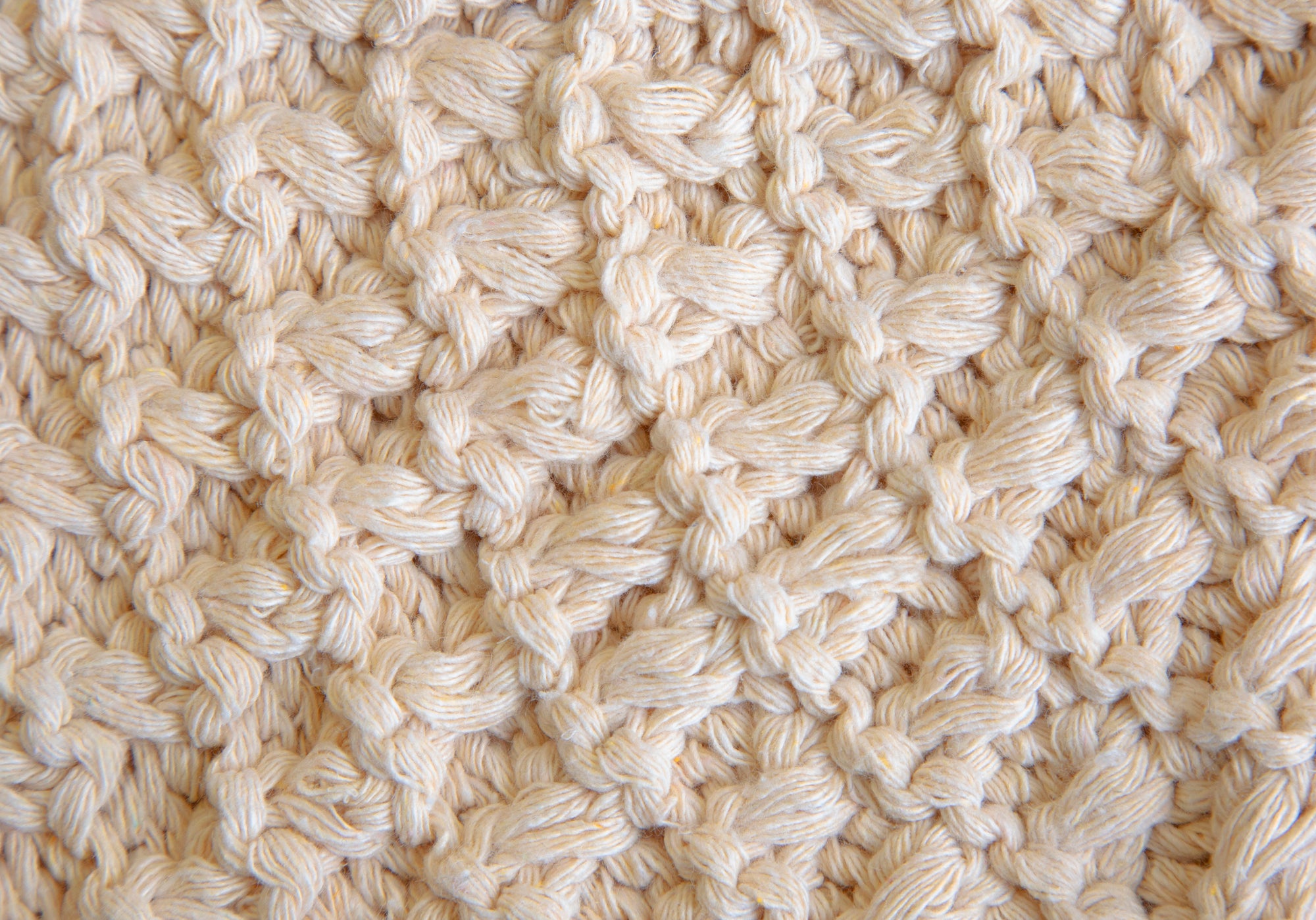 Ottoman - Beige Knit / Natural Wood Legs