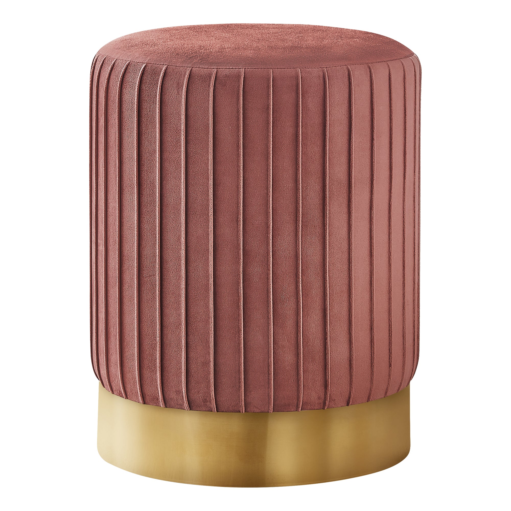 Ottoman - Dark Pink Velvet / Gold Metal Base
