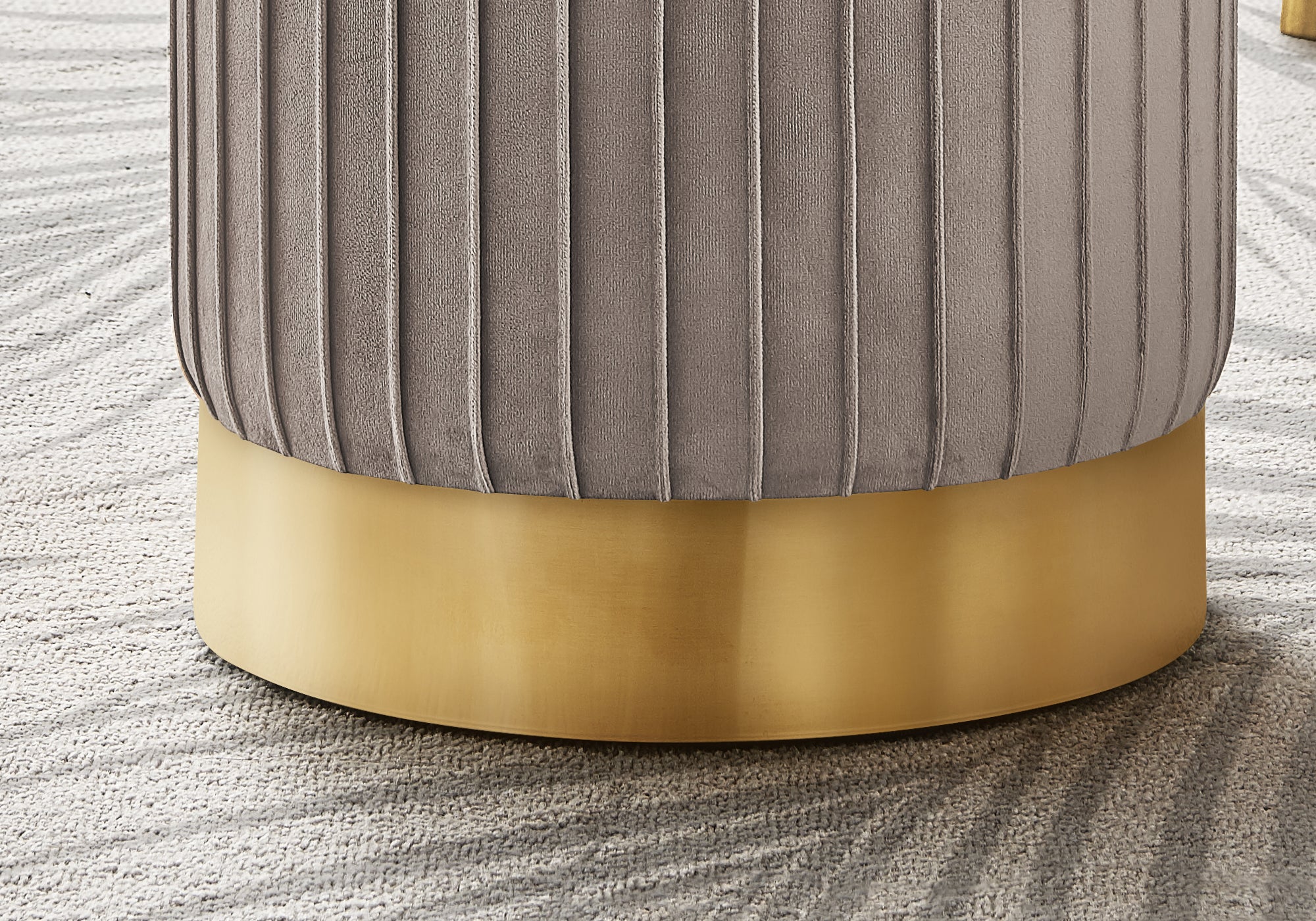 Ottoman - Light Brown Velvet / Gold Metal Base
