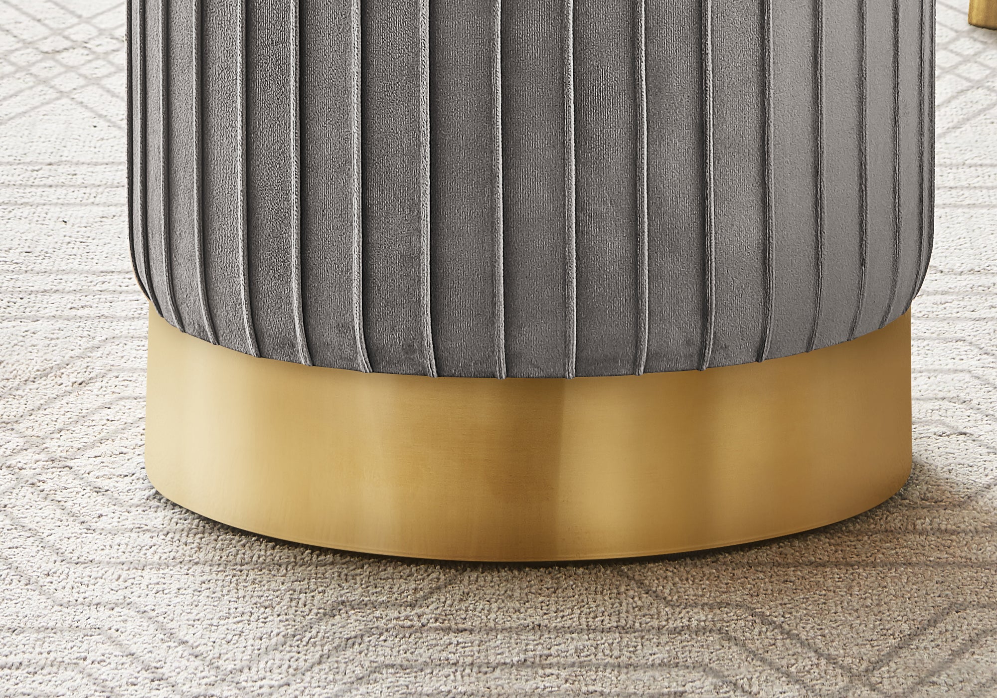 Ottoman - Grey Velvet / Gold Metal Base