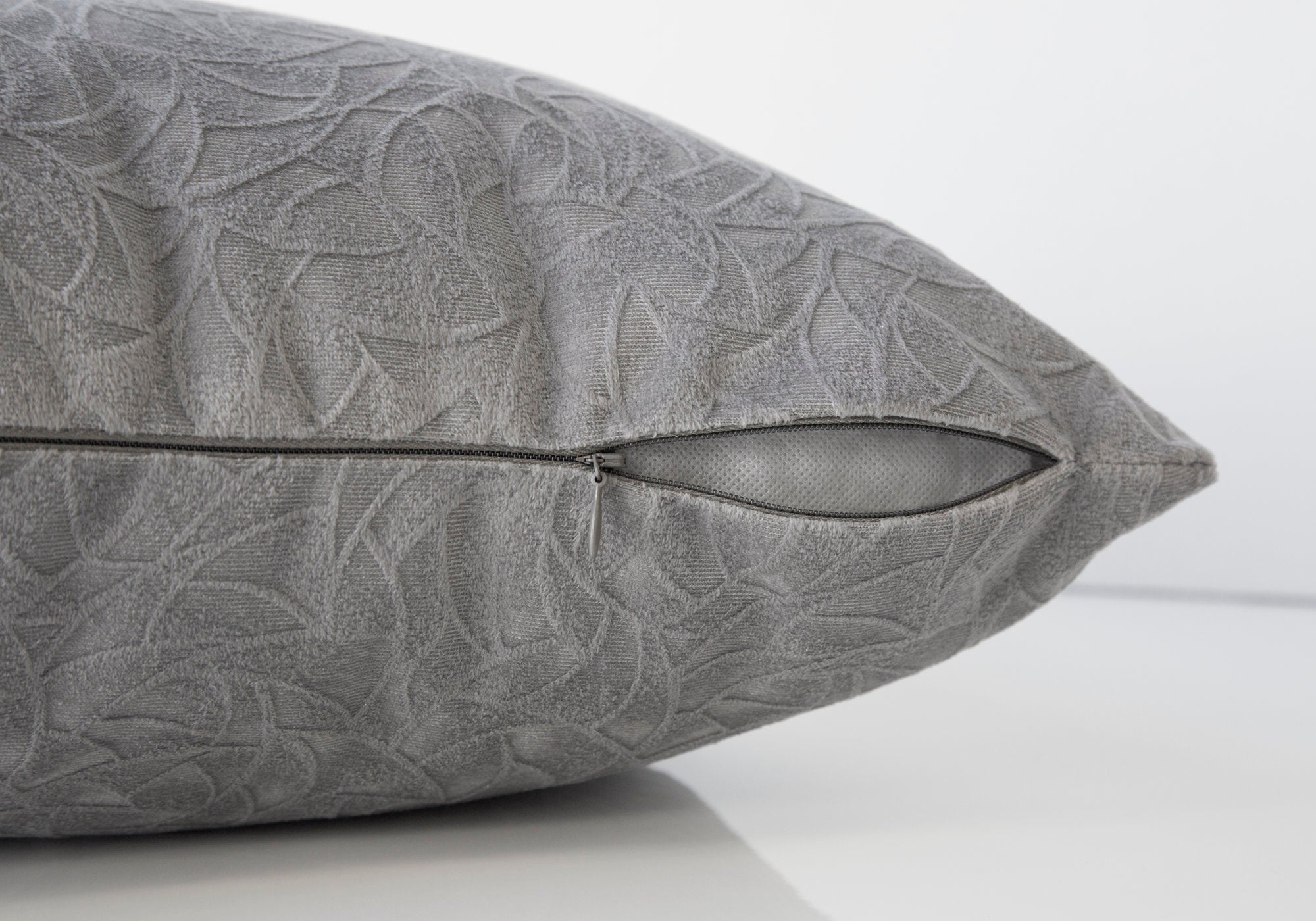 Pillow - 18X 18 / Light Grey Floral Velvet / 1Pc
