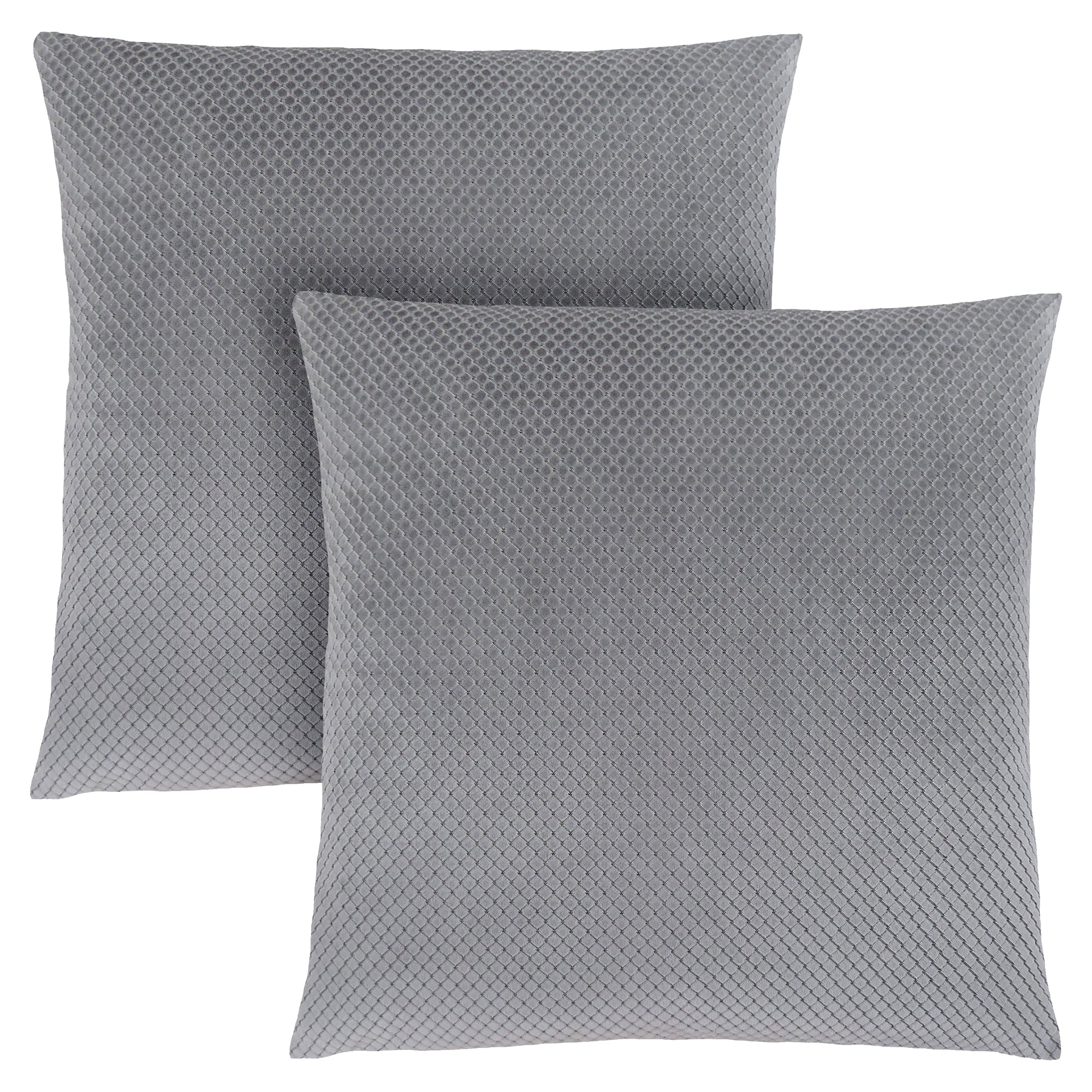 Pillow - 18X 18 / Silver Diamond Velvet / 2Pcs