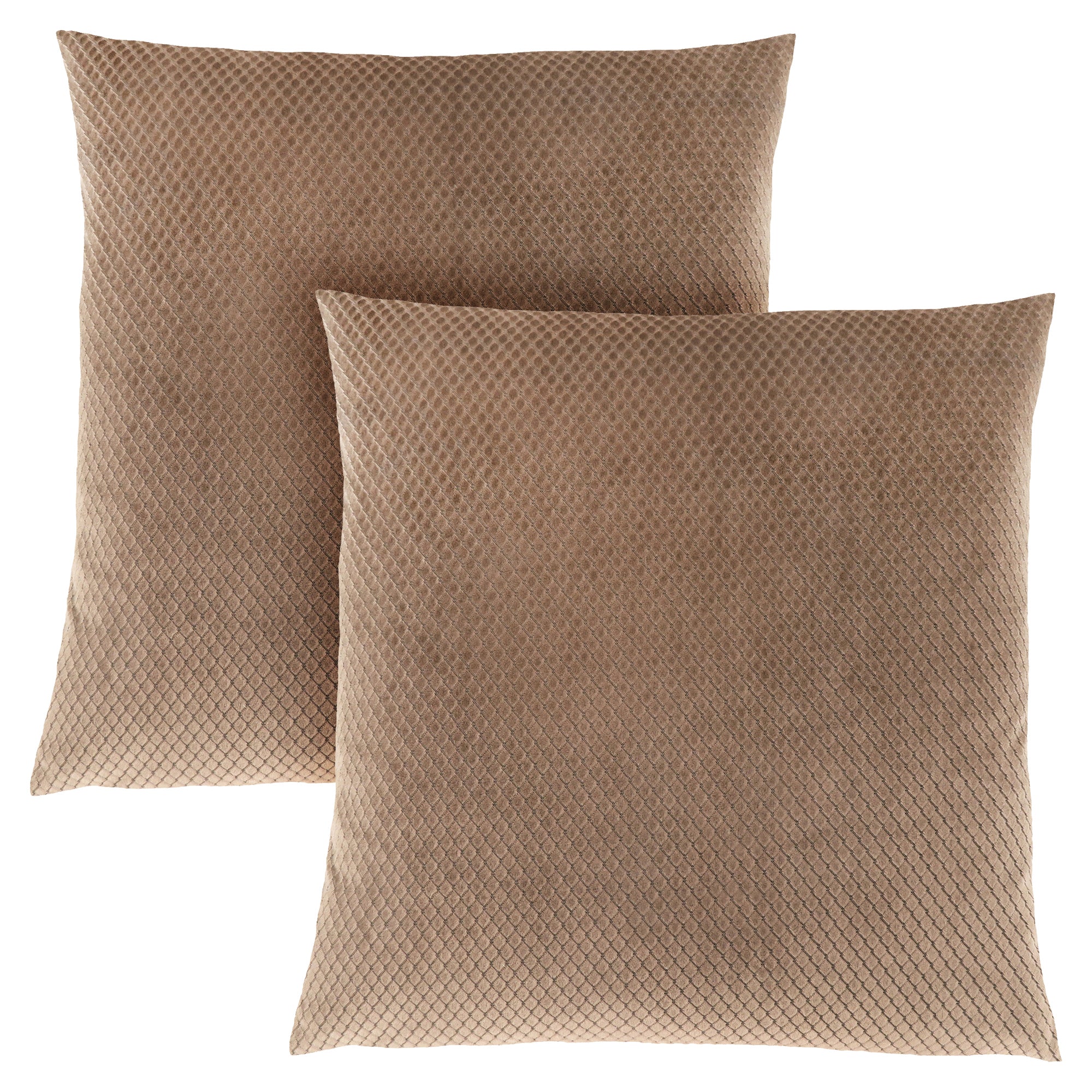 Pillow - 18X 18 / Beige Diamond Velvet / 2Pcs