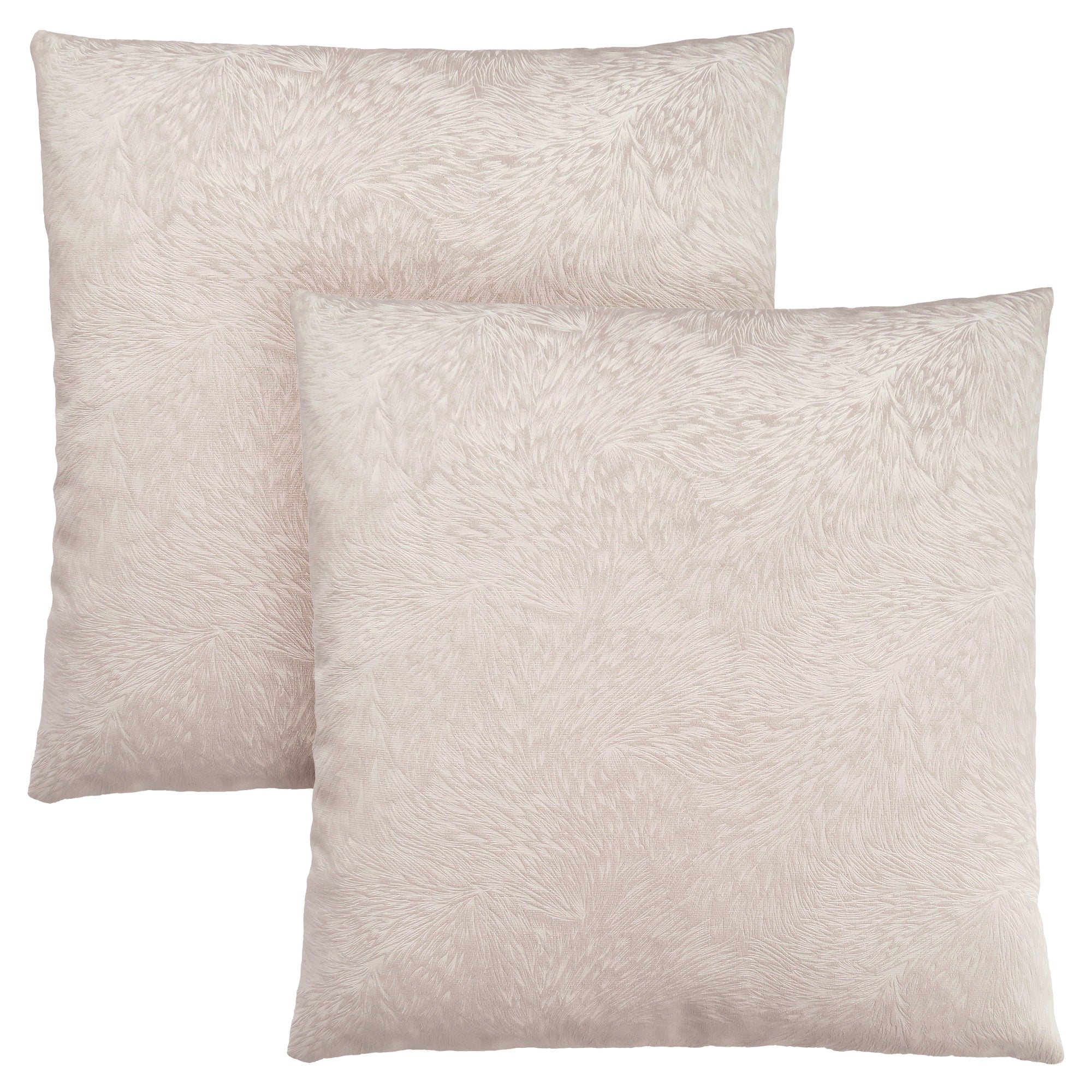 Pillow - 18X 18 / Light Taupe Feathered Velvet / 2Pcs