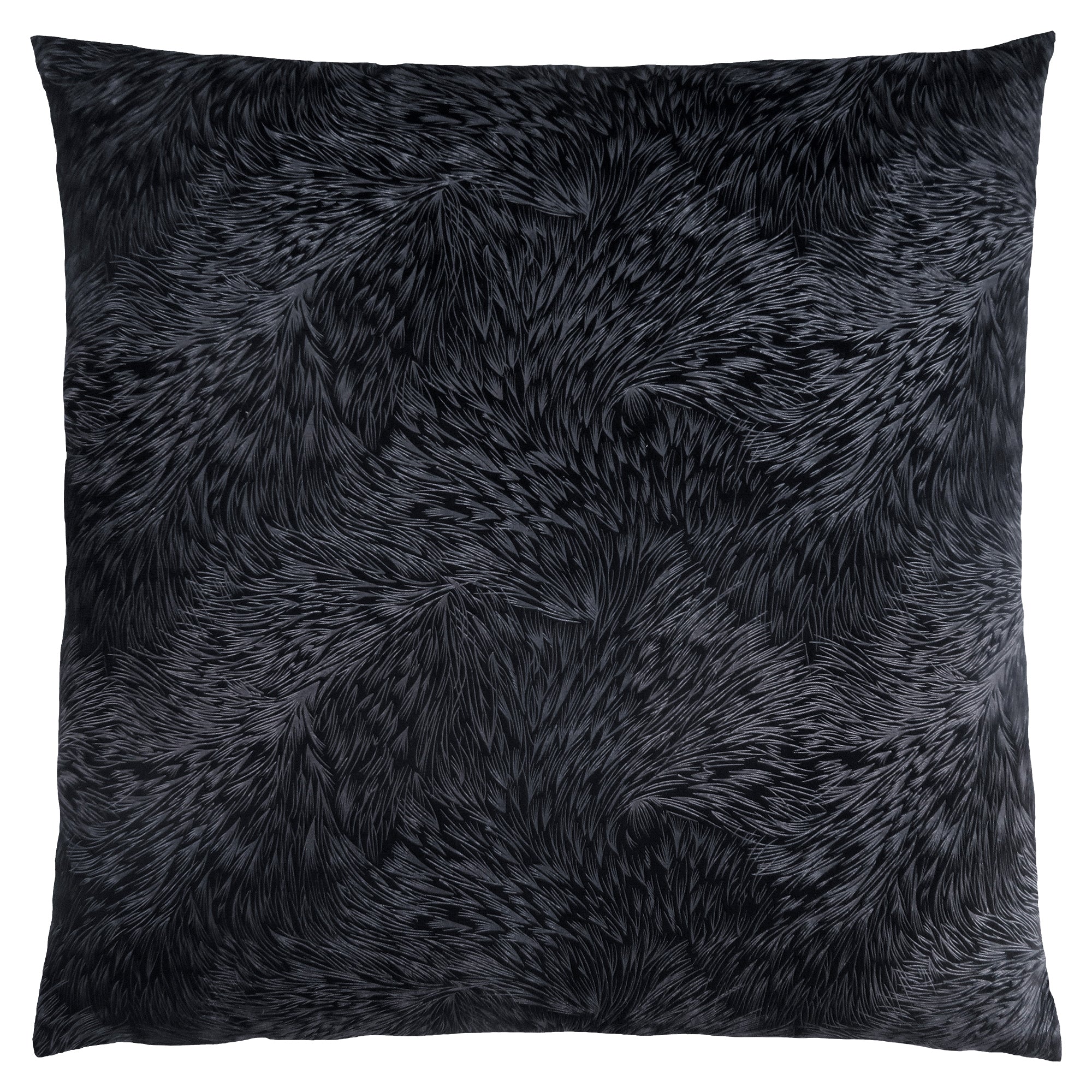 Pillow - 18X 18 / Black Feathered Velvet / 1Pc