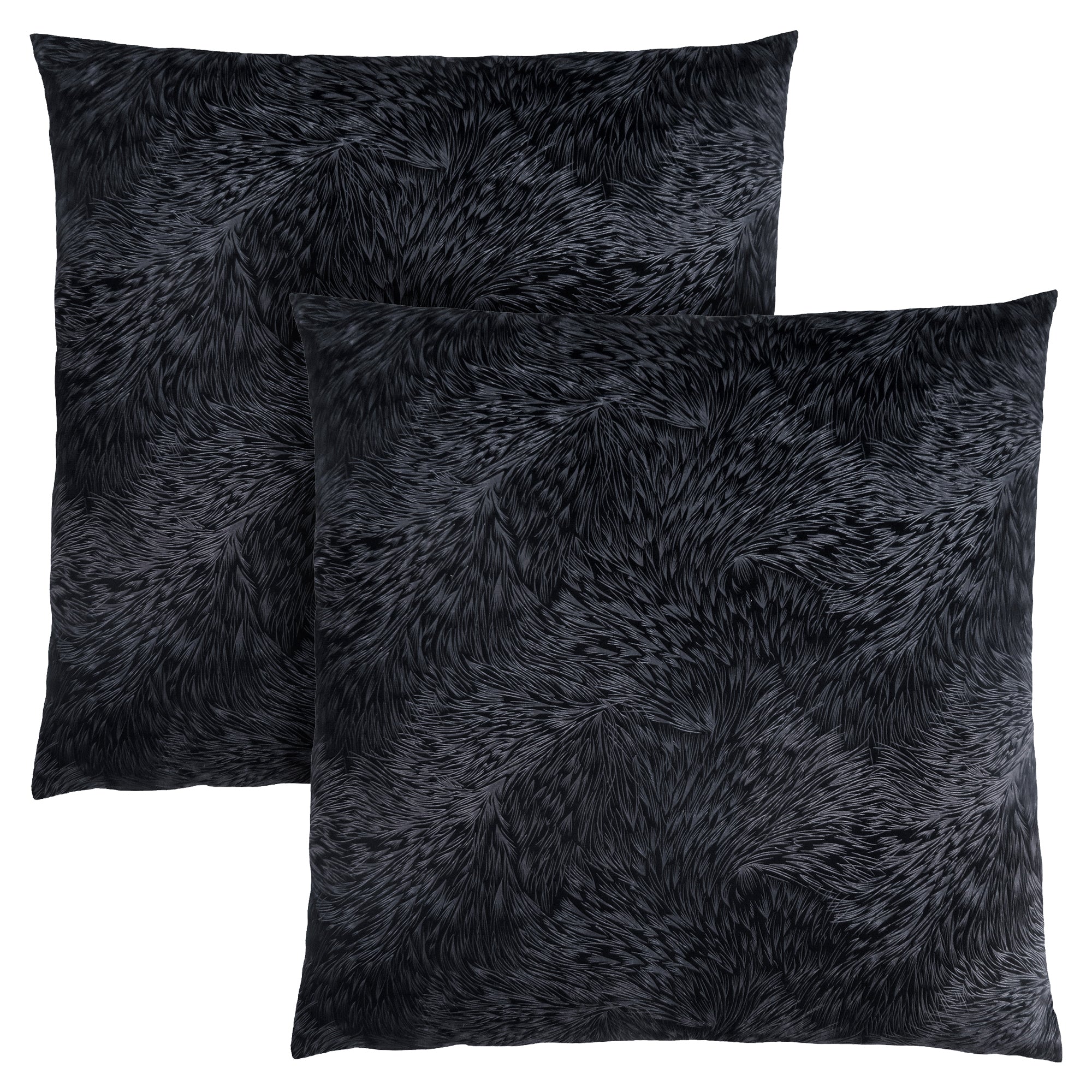 Pillow - 18X 18 / Black Feathered Velvet / 2Pcs