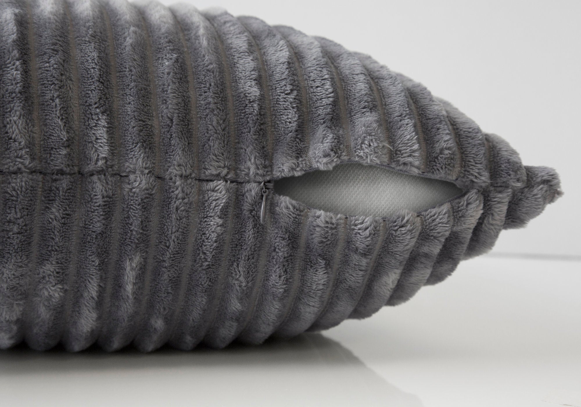 Pillow - 18X 18 / Grey Ultra Soft Ribbed Style / 1Pc