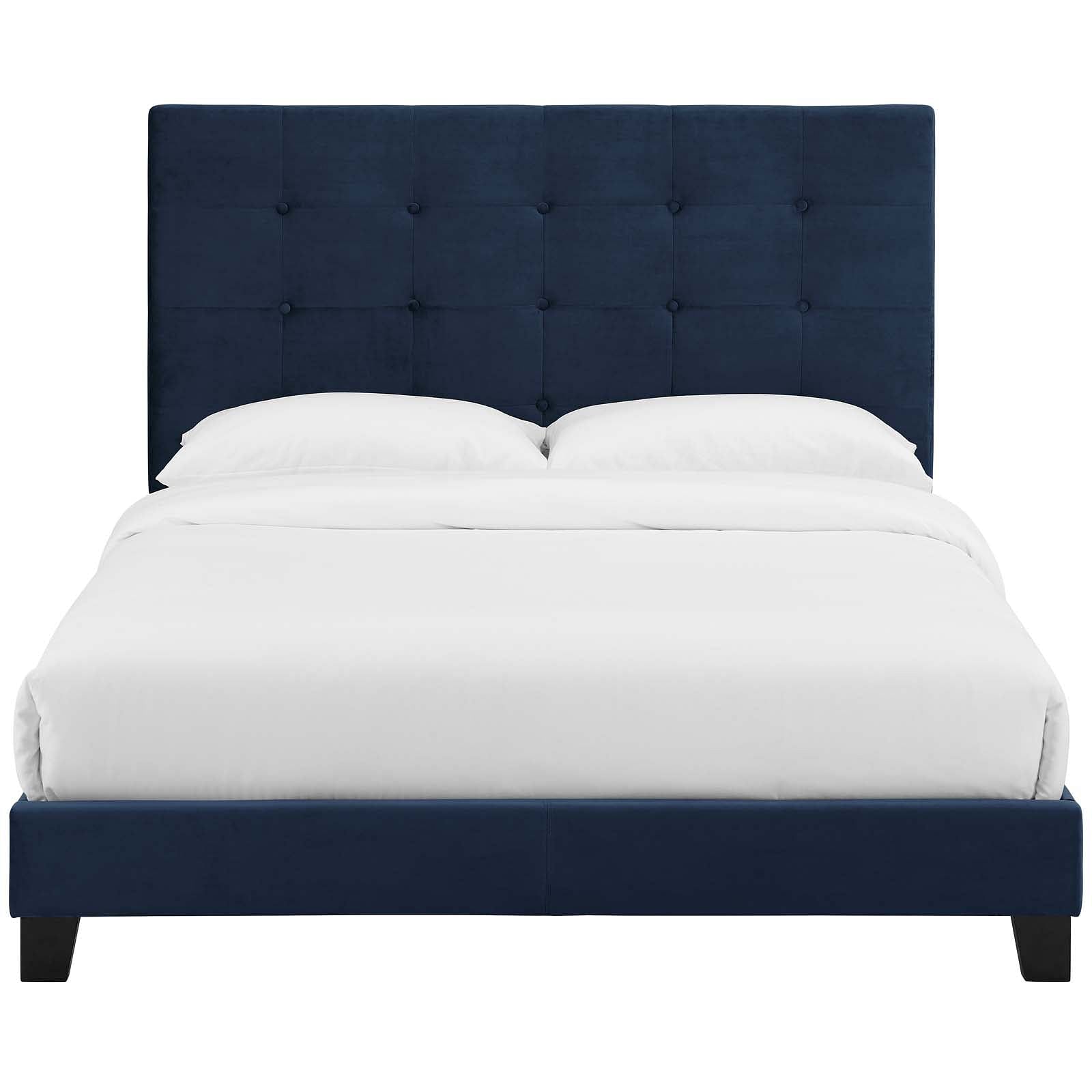 Melanie King Tufted Button Upholstered Performance Velvet Platform Bed