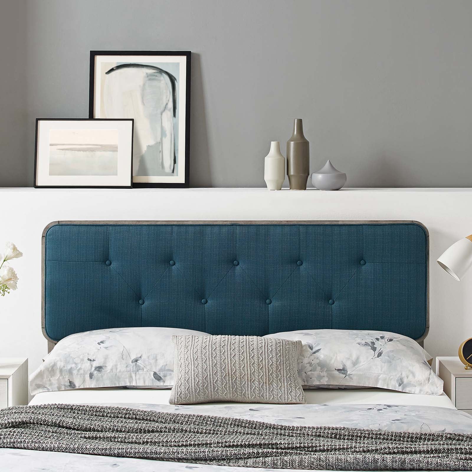 Collins Tufted Full Fabric and Wood Headboard