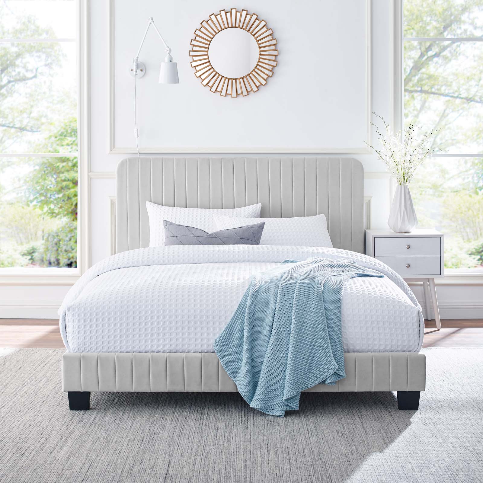 Celine Channel Tufted Performance Velvet Queen Platform Bed