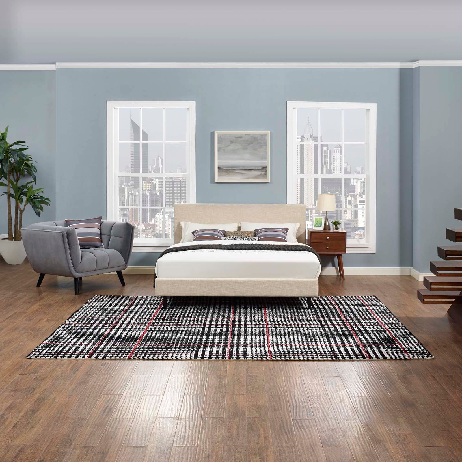 Kaja Abstract Plaid 8x10 Area Rug