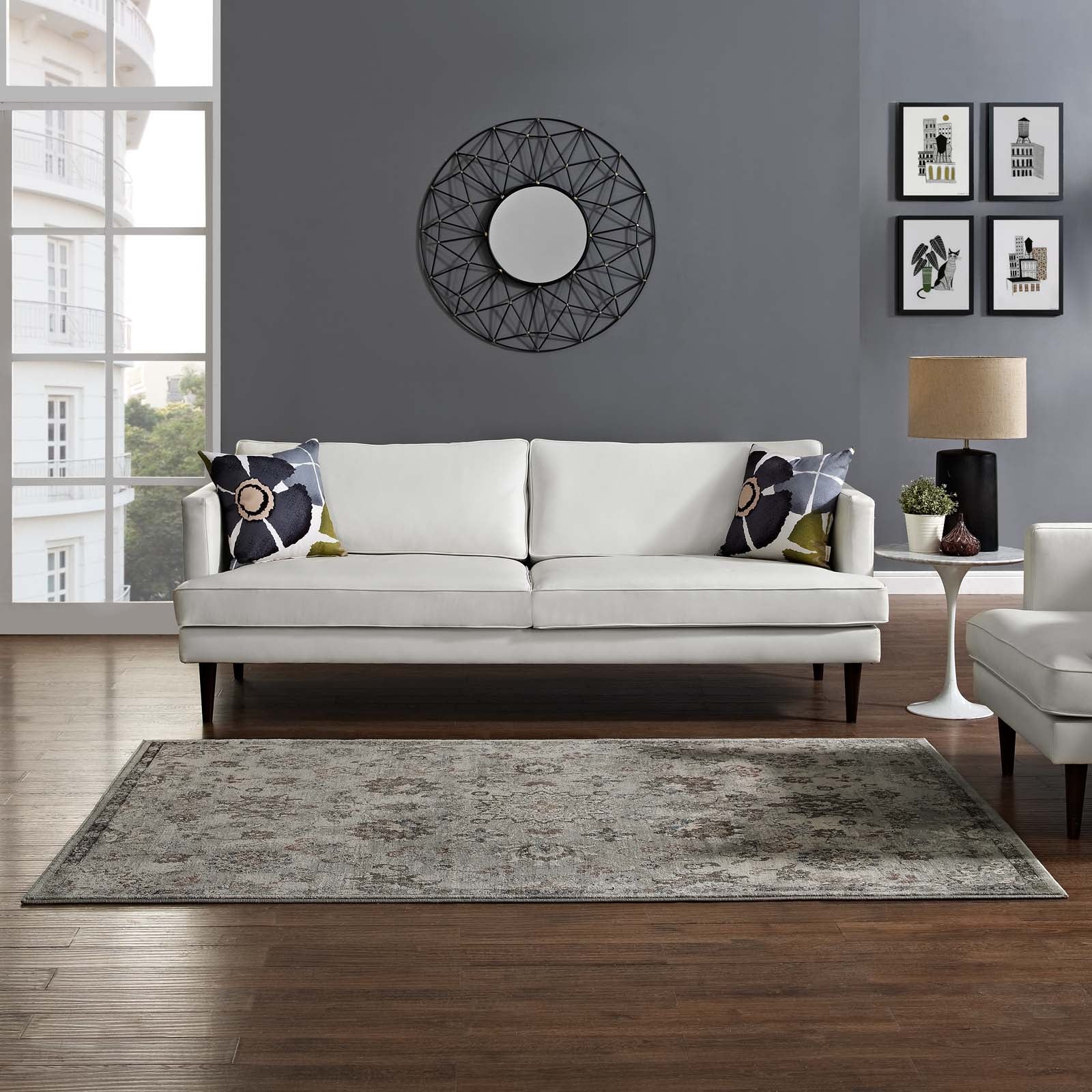 Hana Distressed Vintage Floral
Lattice 5x8 Area Rug