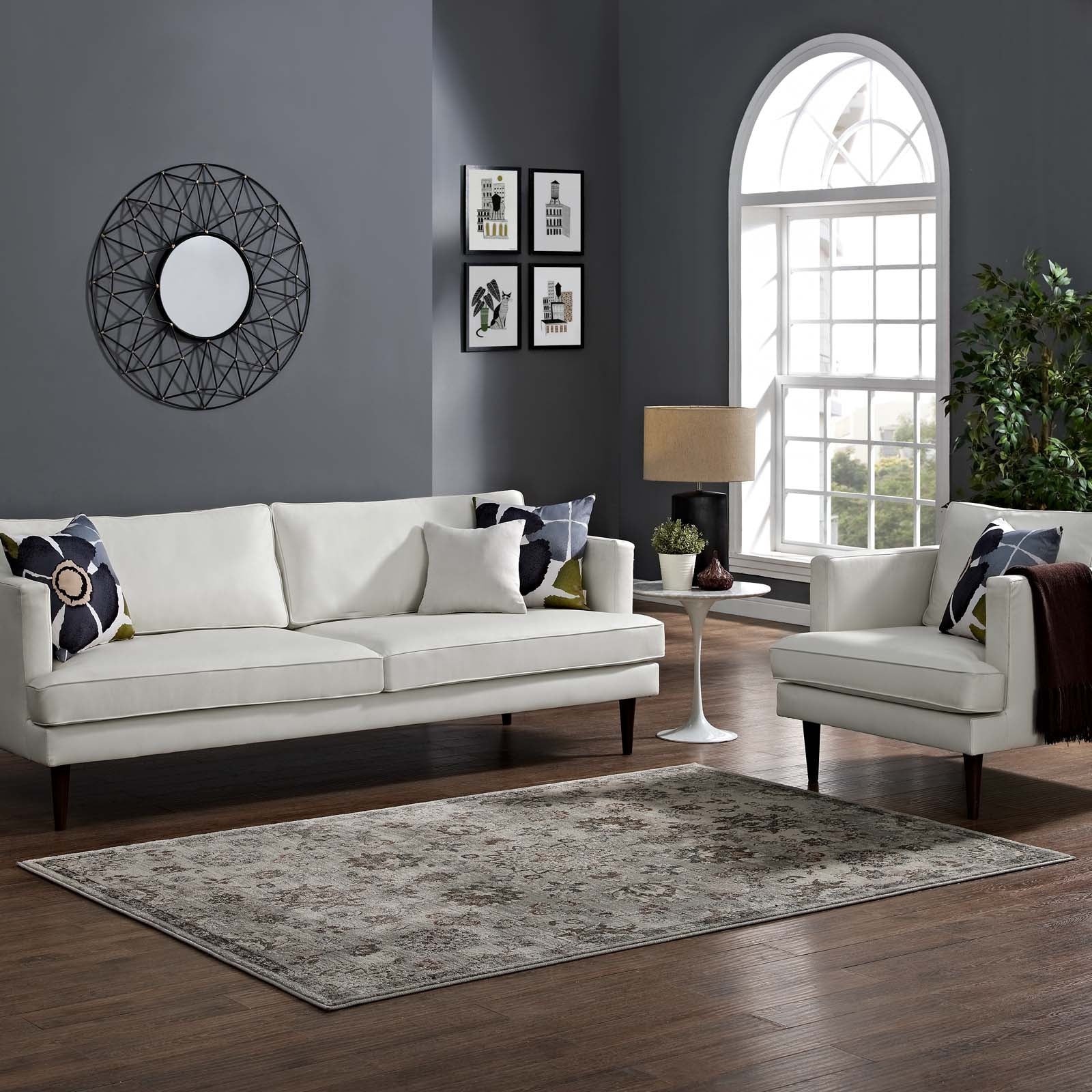 Hana Distressed Vintage Floral
Lattice 5x8 Area Rug