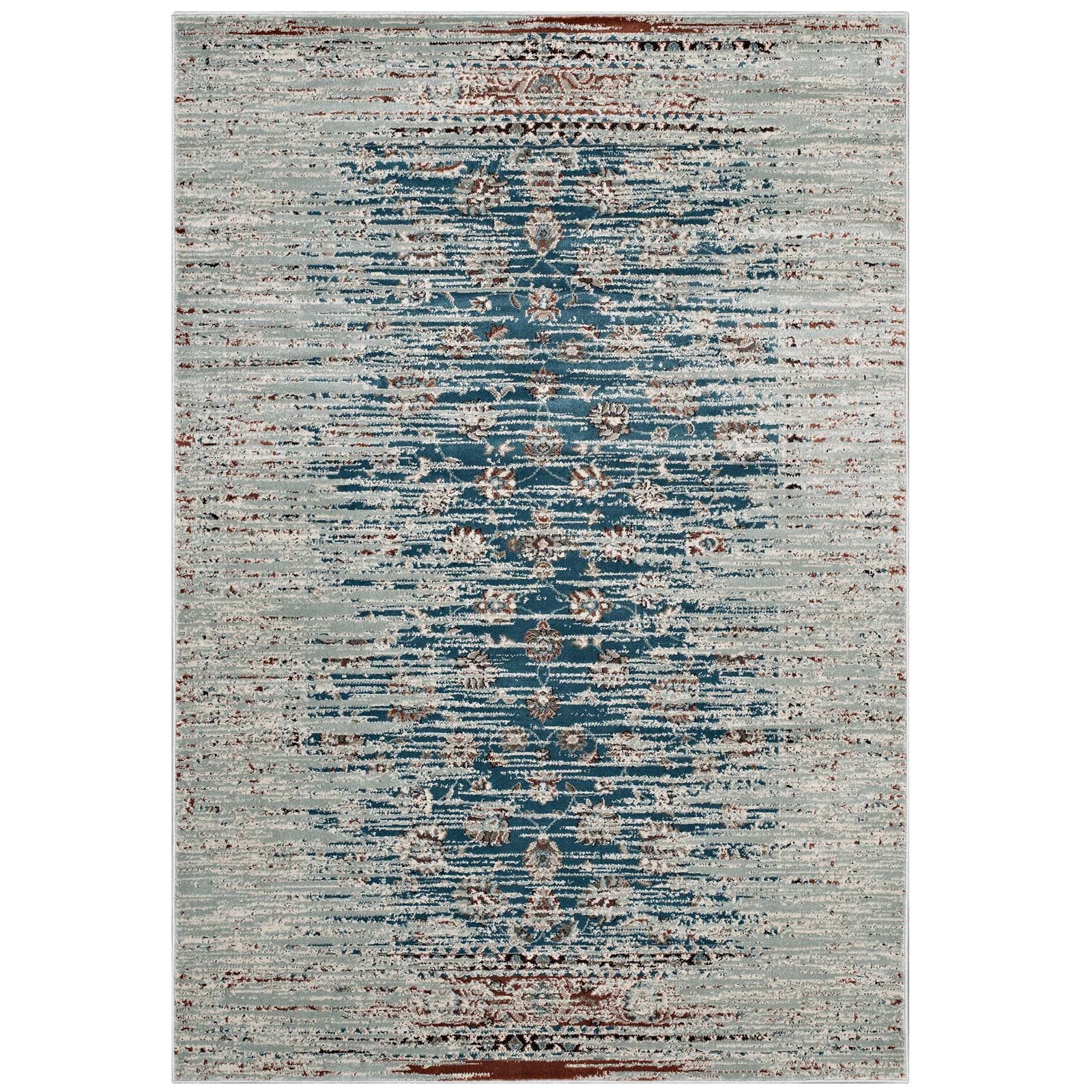 Hesper Distressed Contemporary Floral Lattice 8x10 Area Rug