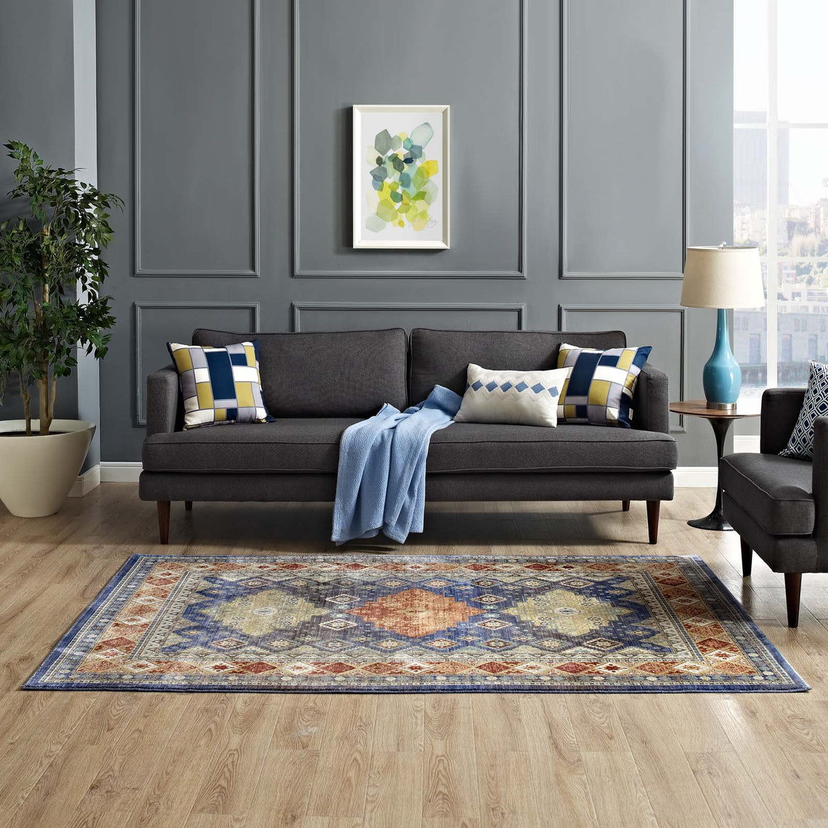 Atzi Distressed
Southwestern Diamond Floral 8x10 Area Rug
