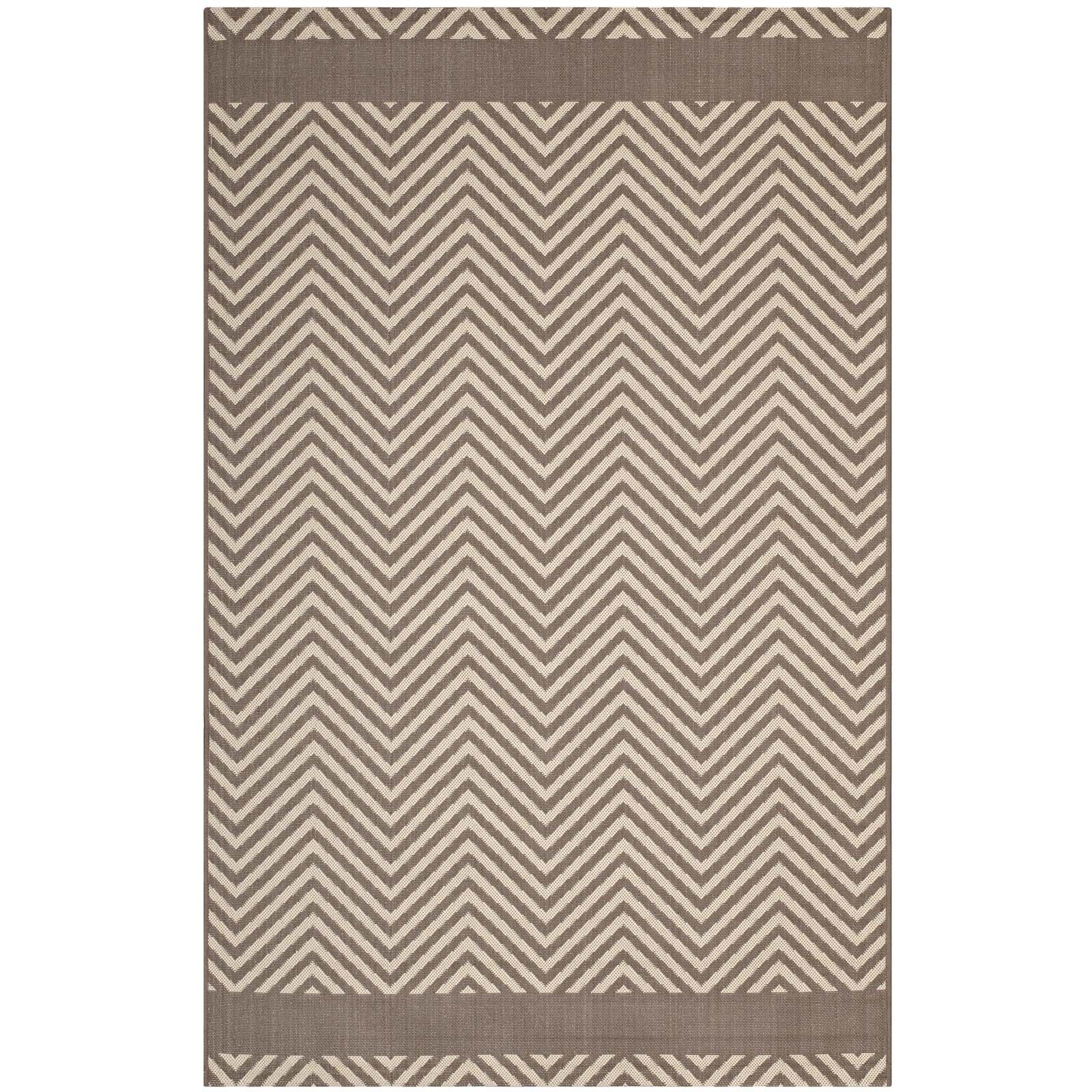 Optica Chevron With End Borders 5x8 Indoor and Outdoor Area Rug