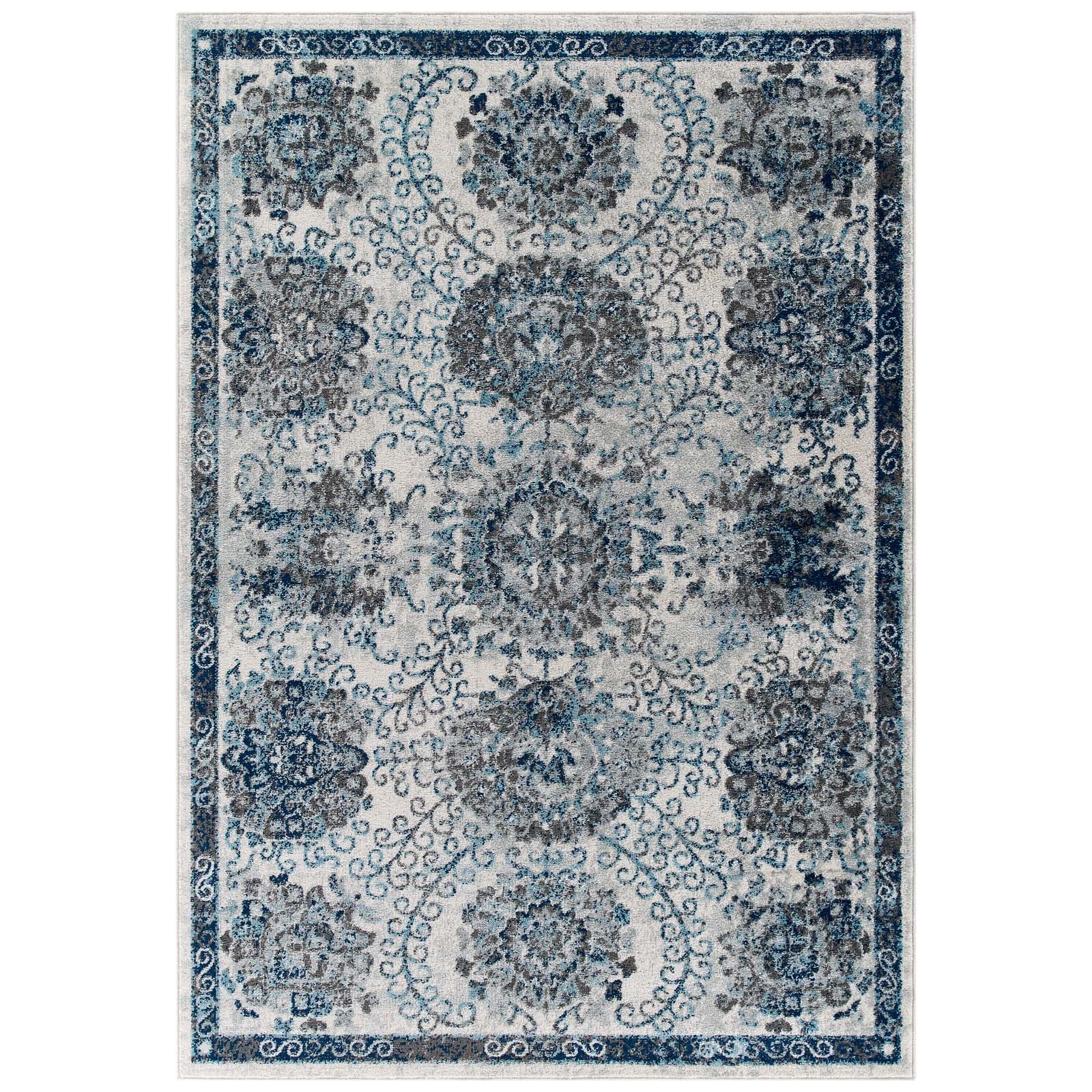 Entourage Kensie Distressed Floral Moroccan Trellis  8x10 Area Rug