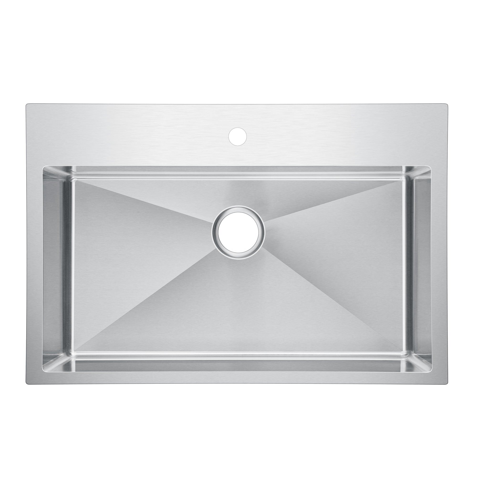 33 Inch X 22 Inch Small Radius Single Bowl Stainless Steel Hand Made Drop In Kitchen Sink