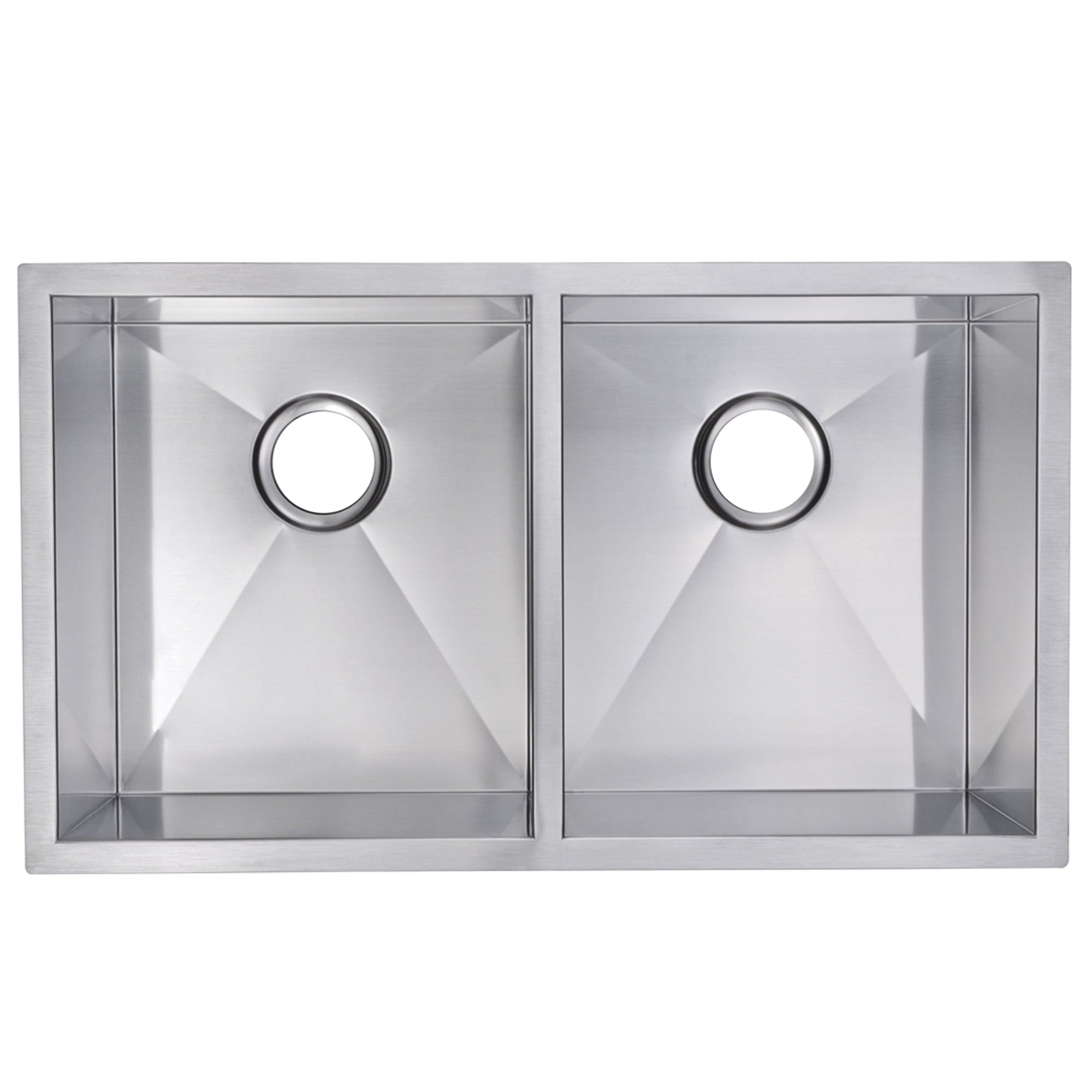 31 Inch X 18 Inch Zero Radius 50/50 Double Bowl Stainless Steel Hand Made Undermount Kitchen Sink With Drains and Strainers