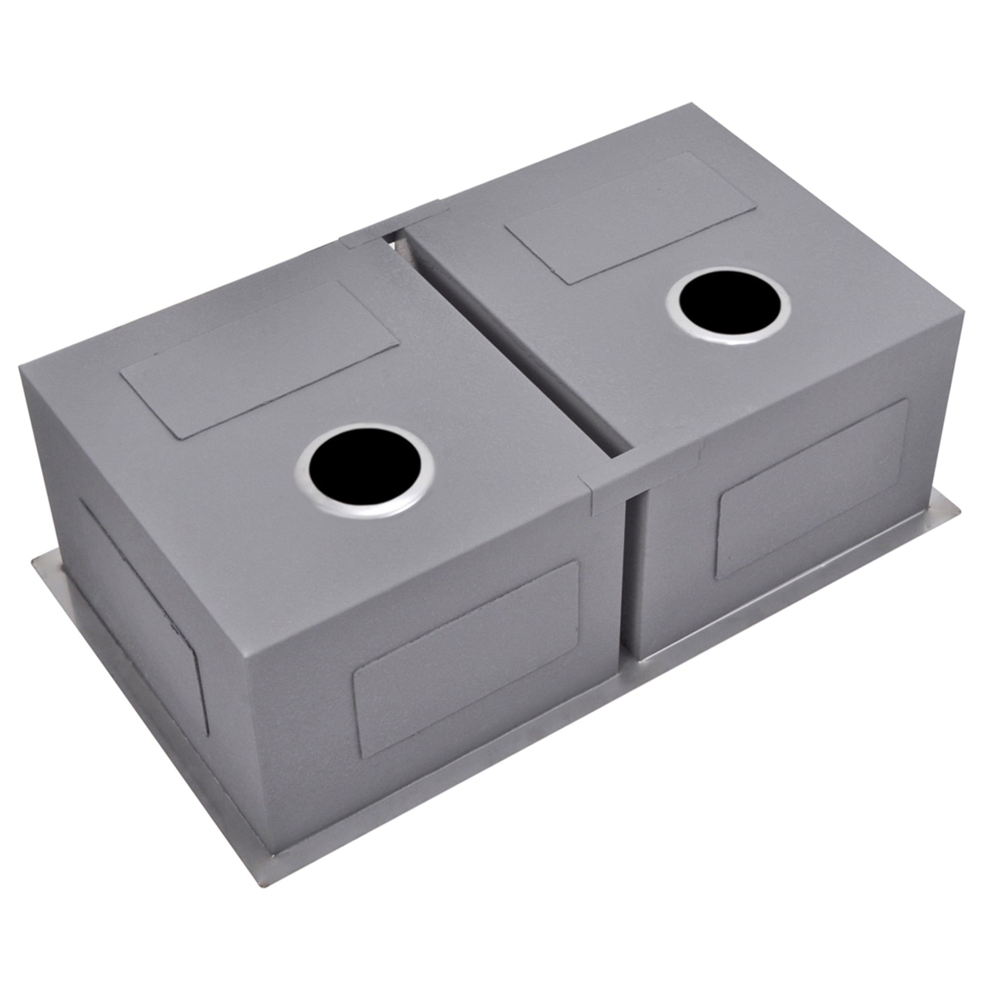 31 Inch X 18 Inch Zero Radius 50/50 Double Bowl Stainless Steel Hand Made Undermount Kitchen Sink With Drains and Strainers