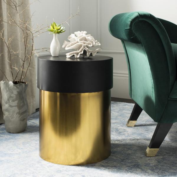 Modern Solstice Round Side Accent Table with Gold Finish