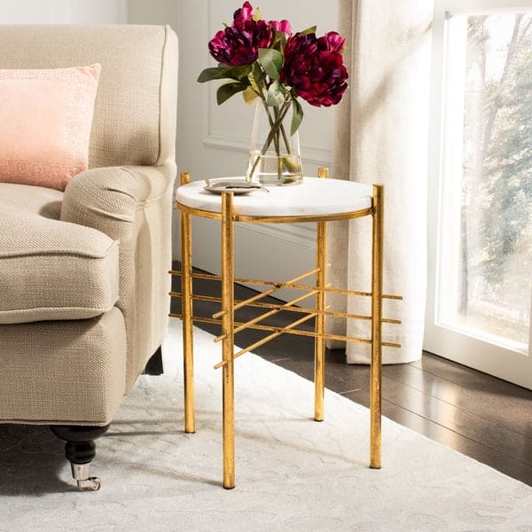 Jenesis Best Round Accent Side & End Tables for Living Room | Gold