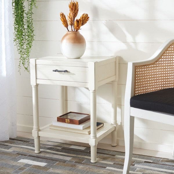 Filbert 1Drw Versatile Side Accent Table For Living Room | White