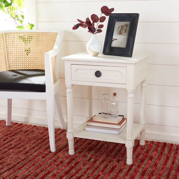 Allura 1Drw Square Accent Table for Living Room with Drawer Storage | White