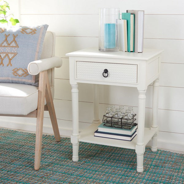 Haines 1Drw A Perfect Square Accent Table for Living Room | White