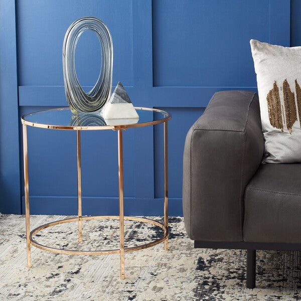 Kolby Round Glass Side Table Perfect for the Living Room & Office | Gold