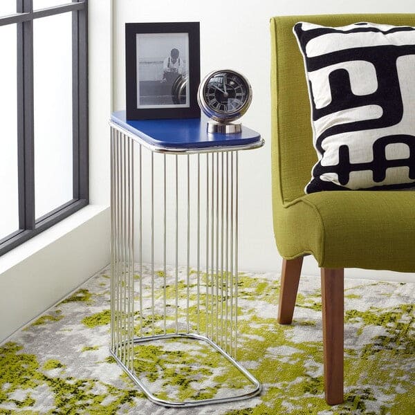 Stafford Modern Metalcraft-Open Frame-Furniture Accent Side Table | Blue