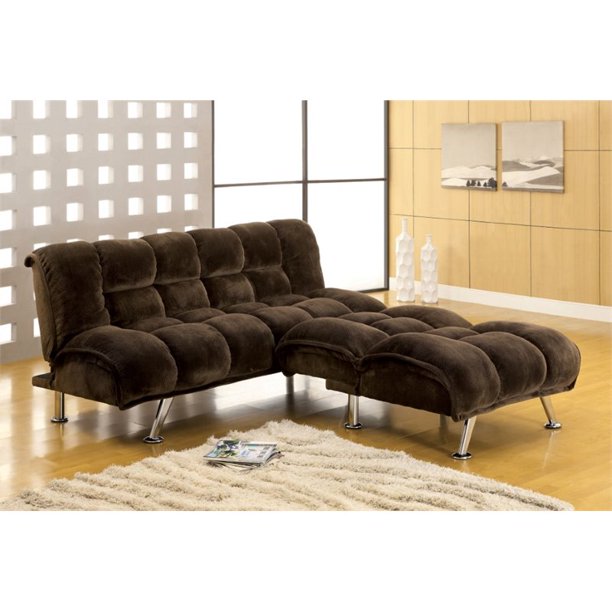 Marbell Contemporary Upholstered Futon in Dark Brown