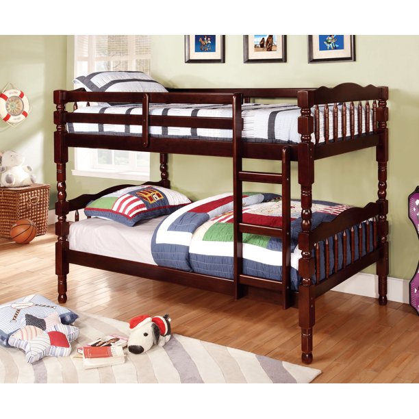 Hilmin Cottage Solid Wood Bunk Bed in Dark Walnut