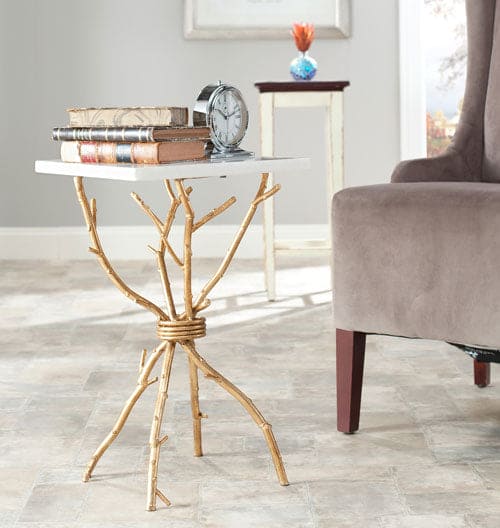 Alexa Marble Top Gold Accent Table | Sophisticated Rustic Style