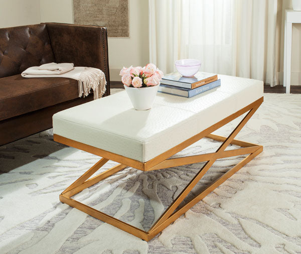 Alexes Faux Ostrich Bench | Mid-Century Accent Chair