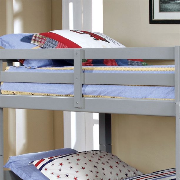 Khanjari Transitional Solid Wood Full over Full Bunk Bed in Gray