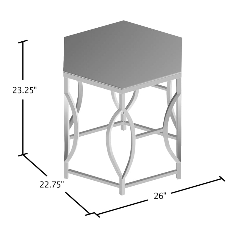 Firnley Contemporary Glass Top Hexagon End Table