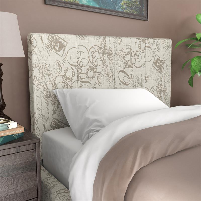 Ameena Contemporary Faux Leather Twin Upholstered Headboard in Beige