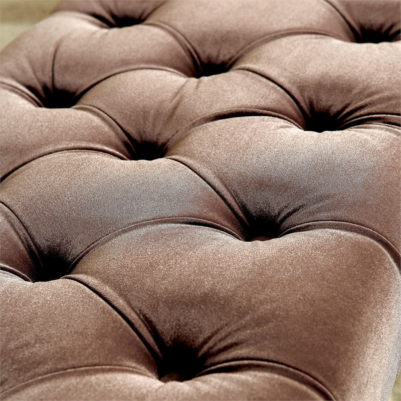 Caen Contemporary Button Tufted Bench in Brown