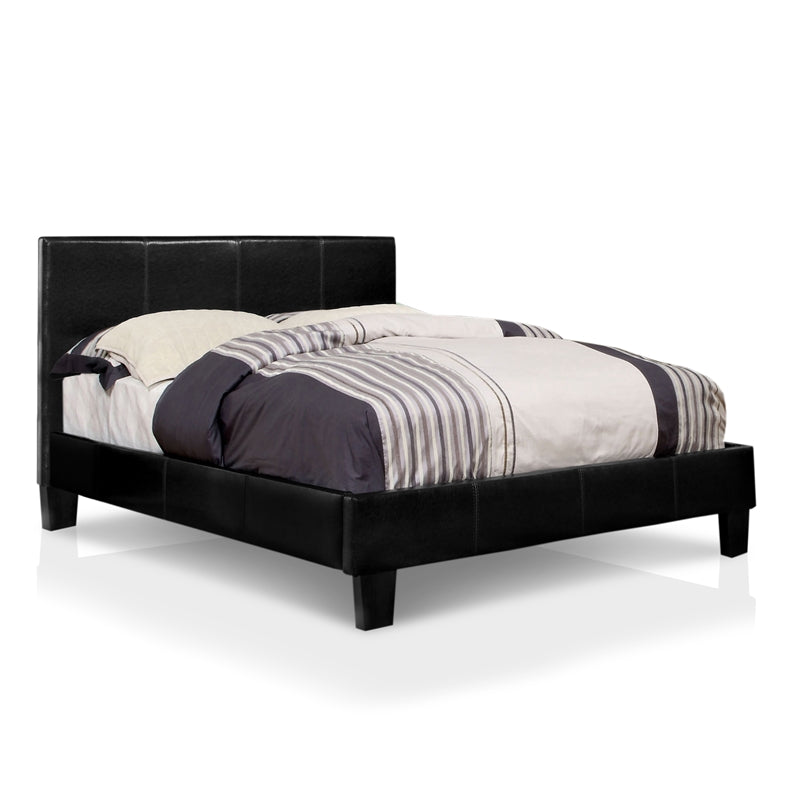 Ameena Contemporary Faux Leather Eastern King Platform Bed in Espresso