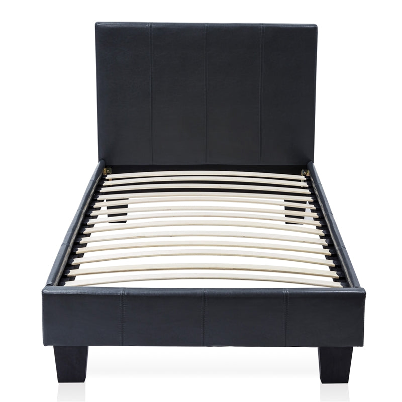 Ameena Contemporary Faux Leather Twin Platform Bed in Espresso